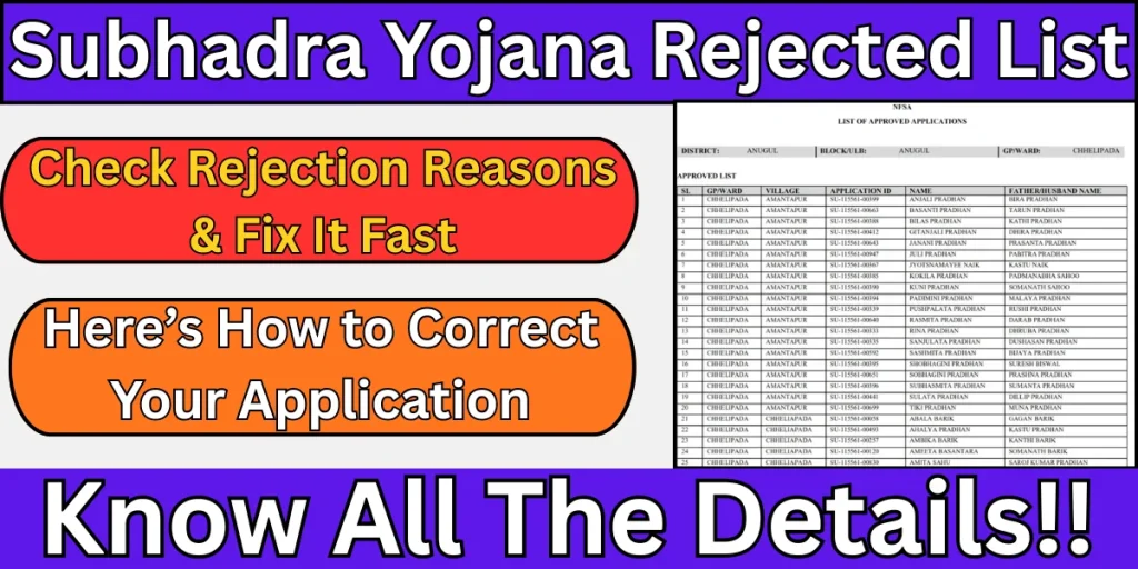 Subhadra Yojana Rejected List